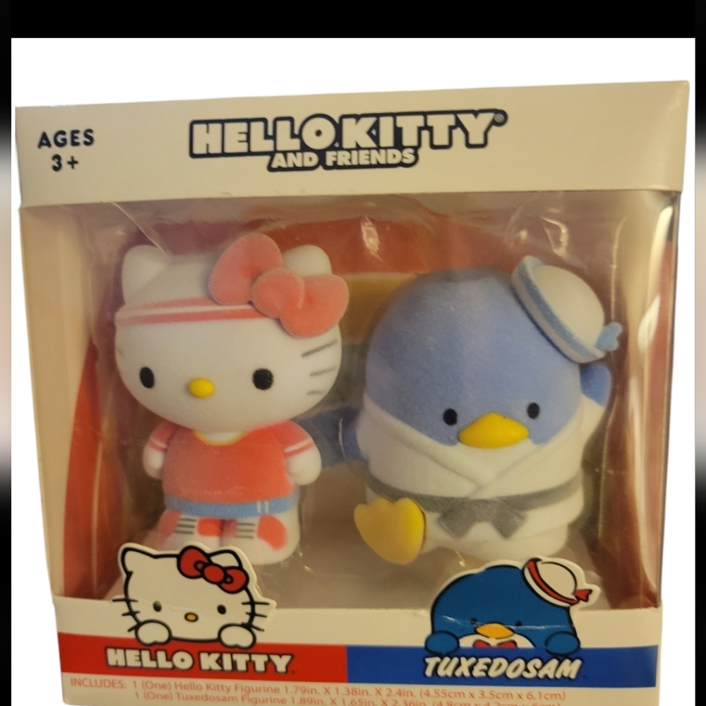 NIB Collectible Hello Kitty & Tuxedosam Figurines Vibrant‎ Colors Flocked 3+